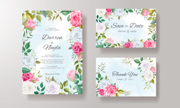 A Modern Wedding Invitation with Elegant Roses: Your Complete Template Set