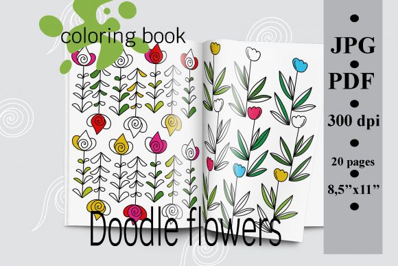 Doodle Flowers Coloring Book Printable for Creative Expression and Relaxation