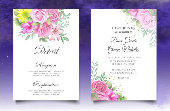 Hand Drawing Botanical Wedding Card Templates