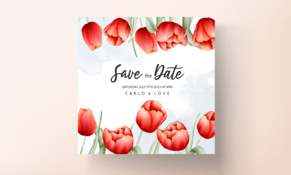 The Elegant Wedding Card Set Tulip Flower: A Template for Timeless Invitations