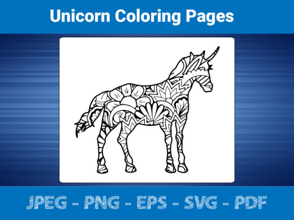 Unicorn Floral Mandala Coloring Book KDP Interior