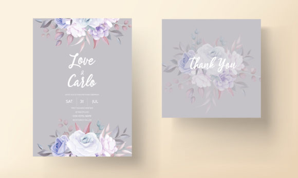 Wedding Card with Purple Flower Ornament: A Stylish and Elegant Choice